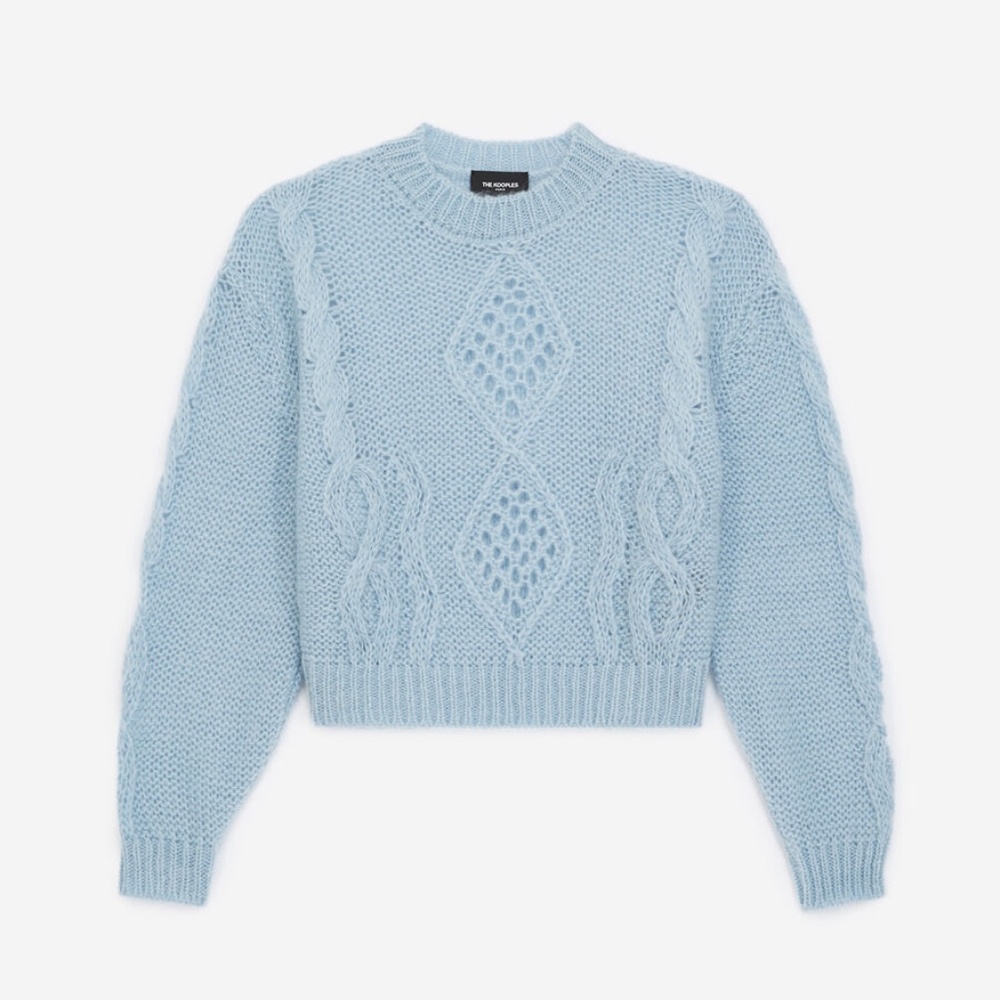 NWT The Kooples Classic Sky Blue Mohair Sweater 4